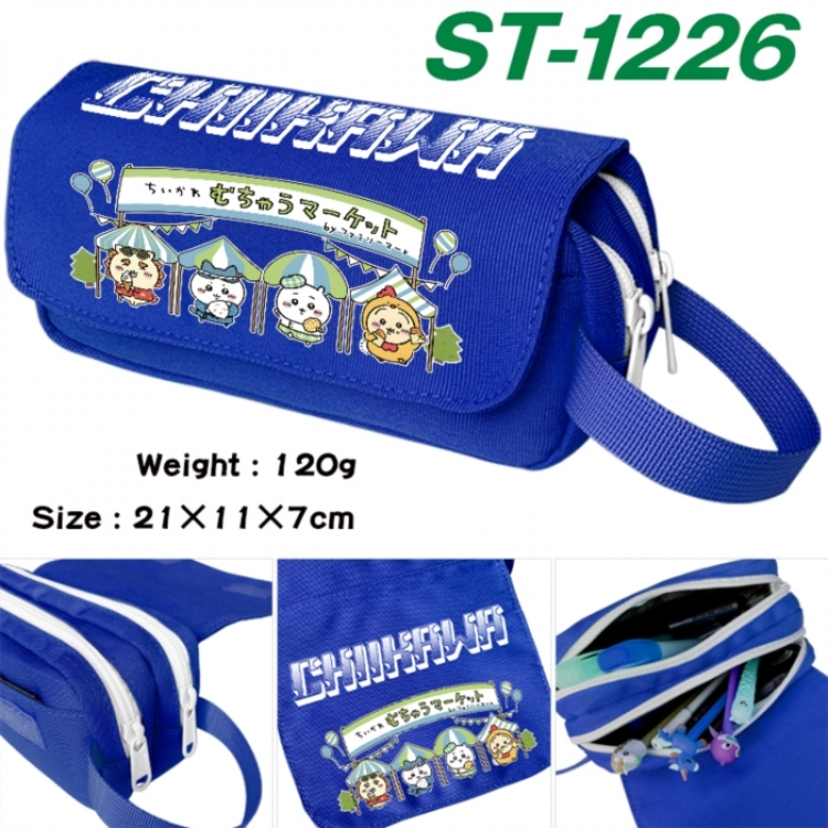 Chiikawa Anime waterproof canvas portable double-layer pencil bag cosmetic bag 21x11x7cm