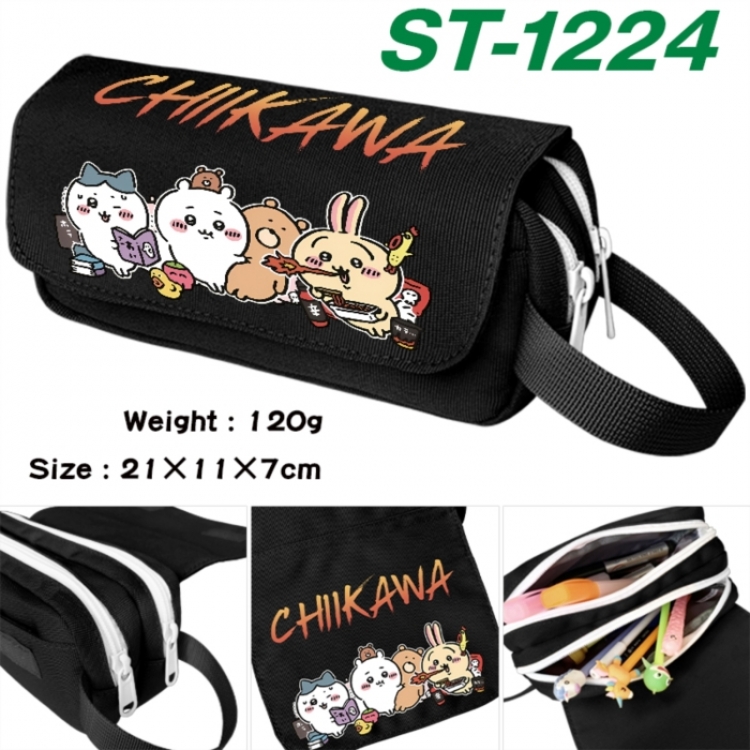 Chiikawa Anime waterproof canvas portable double-layer pencil bag cosmetic bag 21x11x7cm