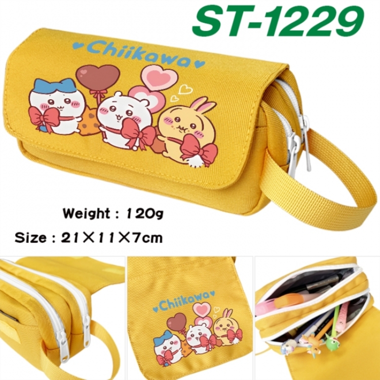 Chiikawa Anime waterproof canvas portable double-layer pencil bag cosmetic bag 21x11x7cm