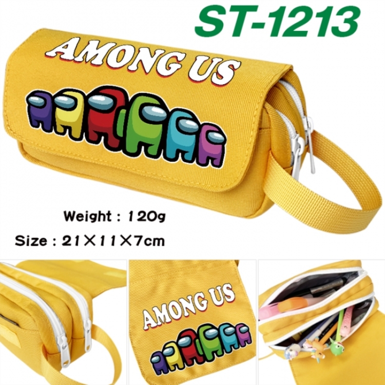 Among us Anime waterproof canvas portable double-layer pencil bag cosmetic bag 21x11x7cm