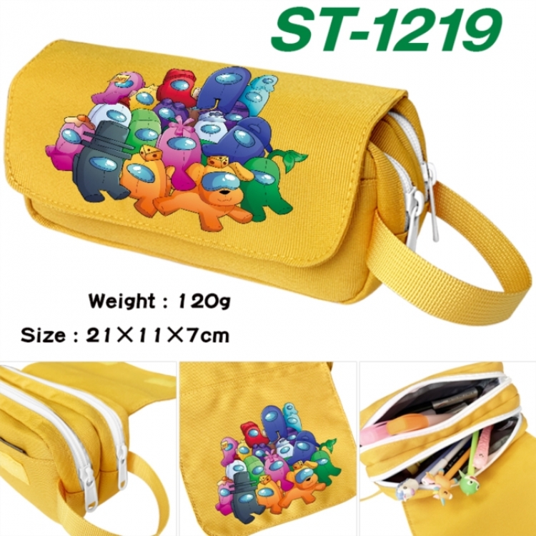 Among us Anime waterproof canvas portable double-layer pencil bag cosmetic bag 21x11x7cm