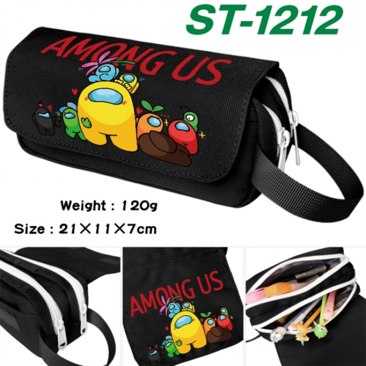 Among us Anime waterproof canvas portable double-layer pencil bag cosmetic bag 21x11x7cm