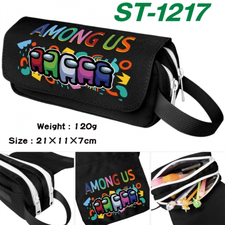 Among us Anime waterproof canvas portable double-layer pencil bag cosmetic bag 21x11x7cm