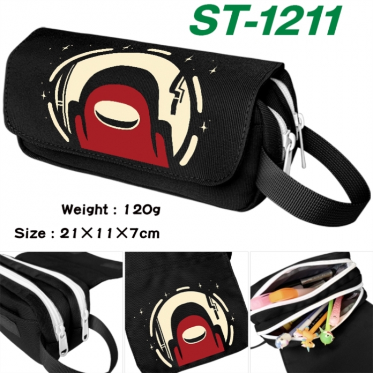 Among us Anime waterproof canvas portable double-layer pencil bag cosmetic bag 21x11x7cm