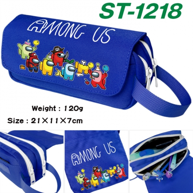 Among us Anime waterproof canvas portable double-layer pencil bag cosmetic bag 21x11x7cm