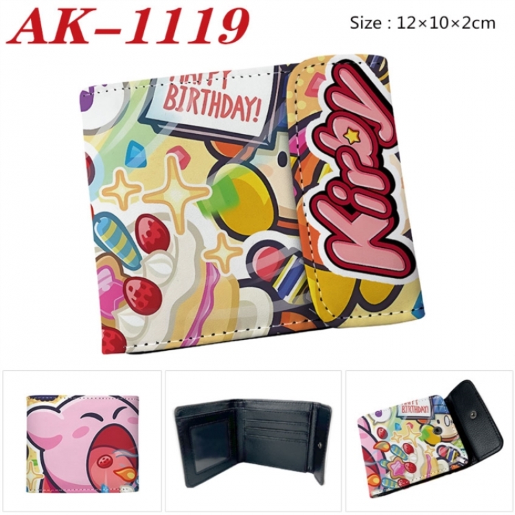 Kirby Anime PU leather full color buckle two fold wallet 12X10X2CM