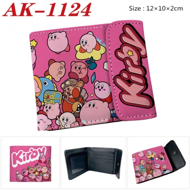 Kirby Anime PU leather full color buckle two fold wallet 12X10X2CM