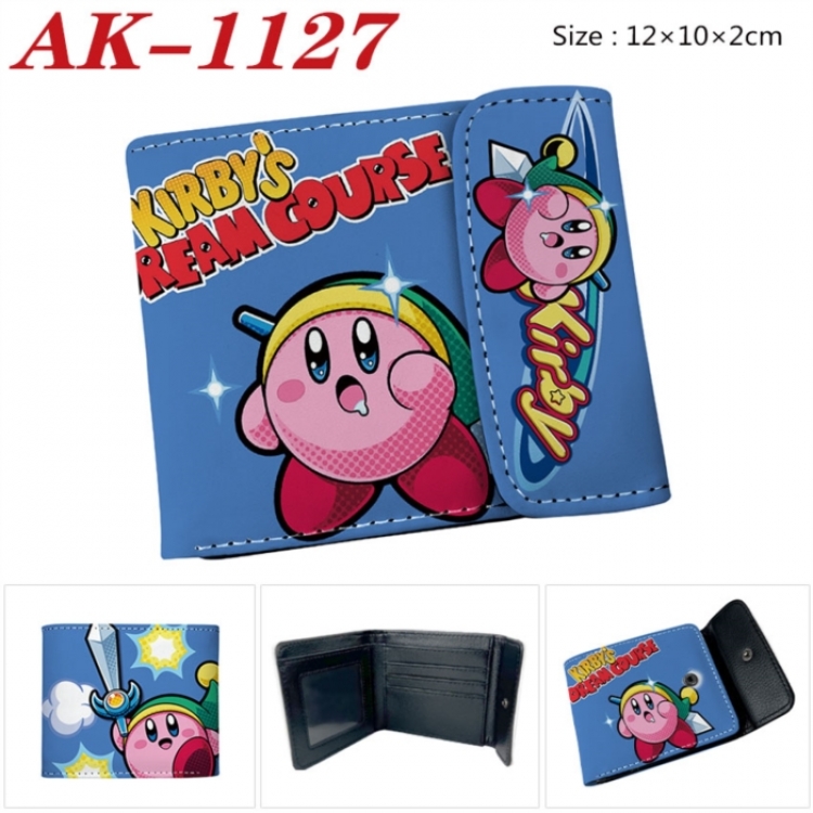 Kirby Anime PU leather full color buckle two fold wallet 12X10X2CM