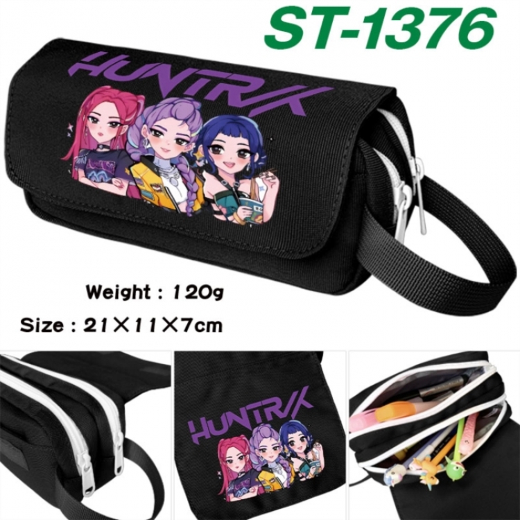 K-Pop Demon Hunters Anime waterproof canvas portable double-layer pencil bag cosmetic bag 21x11x7cm