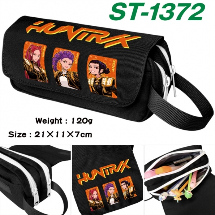 K-Pop Demon Hunters Anime waterproof canvas portable double-layer pencil bag cosmetic bag 21x11x7cm