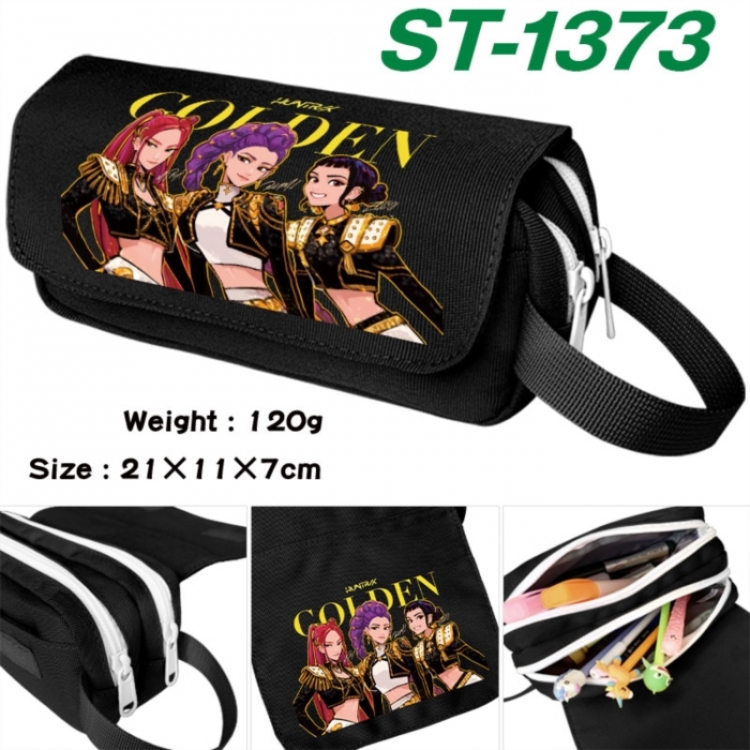 K-Pop Demon Hunters Anime waterproof canvas portable double-layer pencil bag cosmetic bag 21x11x7cm