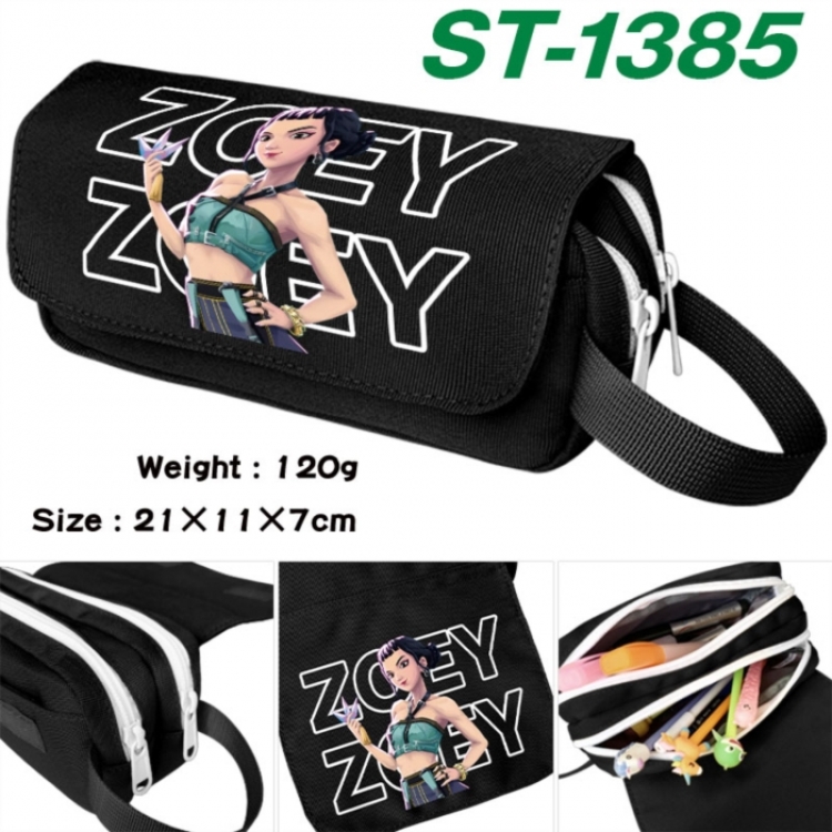 K-Pop Demon Hunters Anime waterproof canvas portable double-layer pencil bag cosmetic bag 21x11x7cm