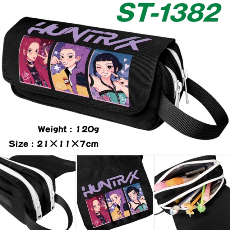 K-Pop Demon Hunters Anime waterproof canvas portable double-layer pencil bag cosmetic bag 21x11x7cm