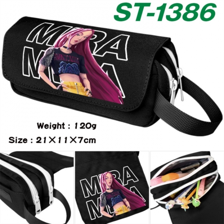 K-Pop Demon Hunters Anime waterproof canvas portable double-layer pencil bag cosmetic bag 21x11x7cm