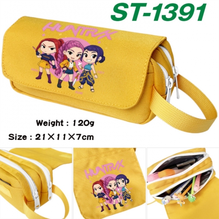 K-Pop Demon Hunters Anime waterproof canvas portable double-layer pencil bag cosmetic bag 21x11x7cm
