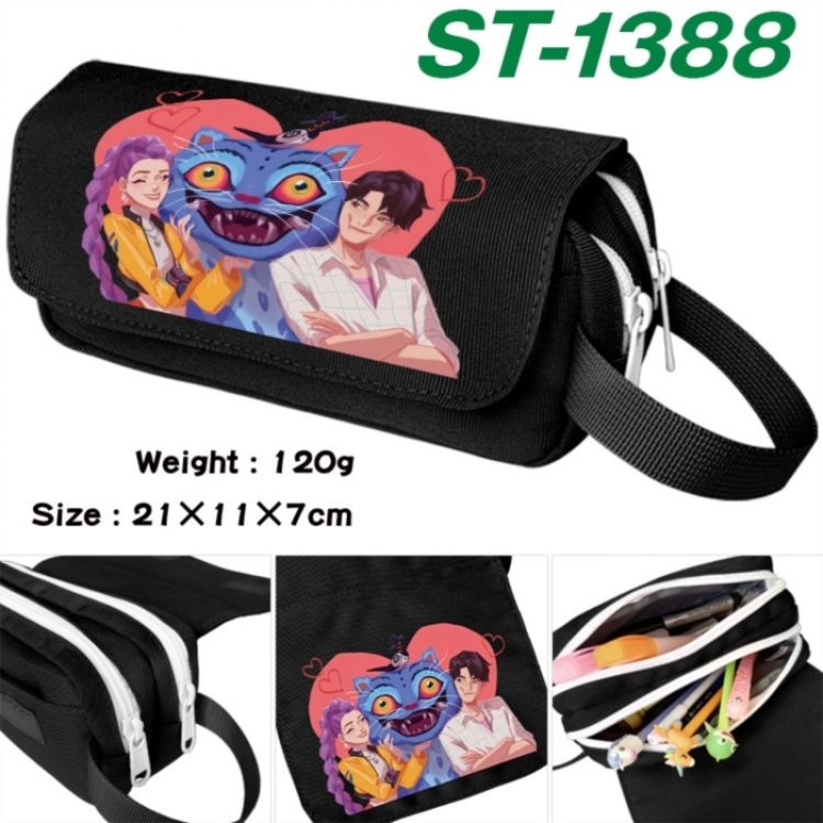 K-Pop Demon Hunters Anime waterproof canvas portable double-layer pencil bag cosmetic bag 21x11x7cm