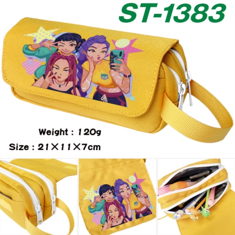 K-Pop Demon Hunters Anime waterproof canvas portable double-layer pencil bag cosmetic bag 21x11x7cm