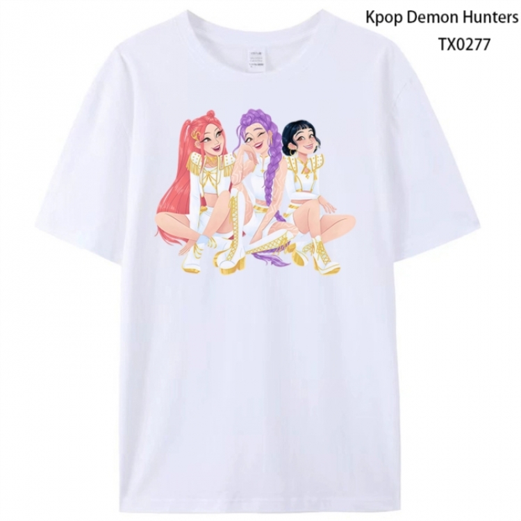 K-Pop Demon Hunters Anime peripheral printed pure cotton T-shirt from S to 4XL