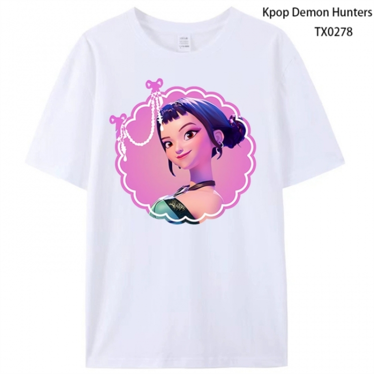 K-Pop Demon Hunters Anime peripheral printed pure cotton T-shirt from S to 4XL