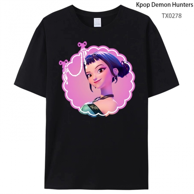 K-Pop Demon Hunters Anime peripheral printed pure cotton T-shirt from S to 4XL