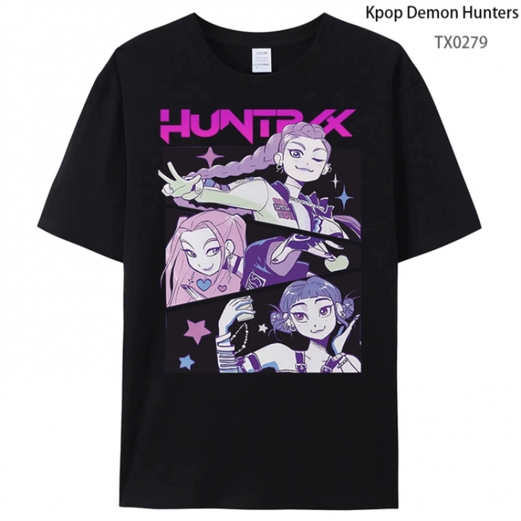K-Pop Demon Hunters Anime peripheral printed pure cotton T-shirt from S to 4XL