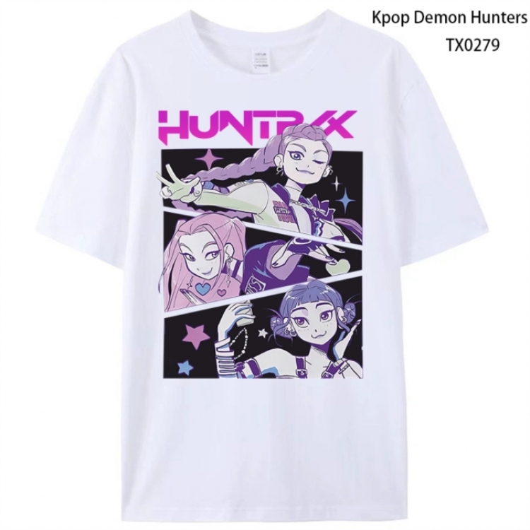 K-Pop Demon Hunters Anime peripheral printed pure cotton T-shirt from S to 4XL