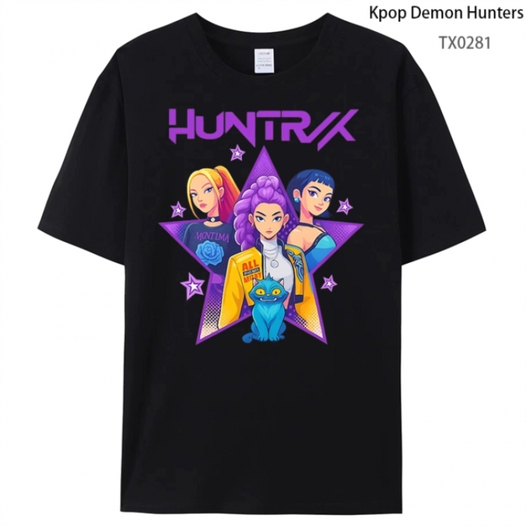 K-Pop Demon Hunters Anime peripheral printed pure cotton T-shirt from S to 4XL