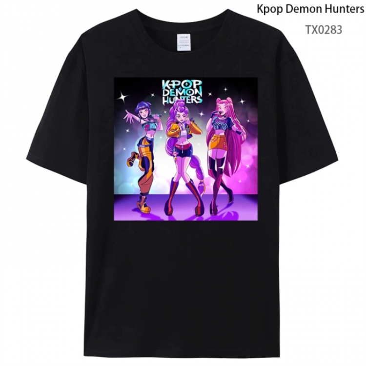 K-Pop Demon Hunters Anime peripheral printed pure cotton T-shirt from S to 4XL