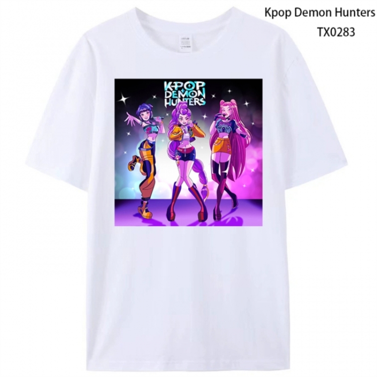 K-Pop Demon Hunters Anime peripheral printed pure cotton T-shirt from S to 4XL