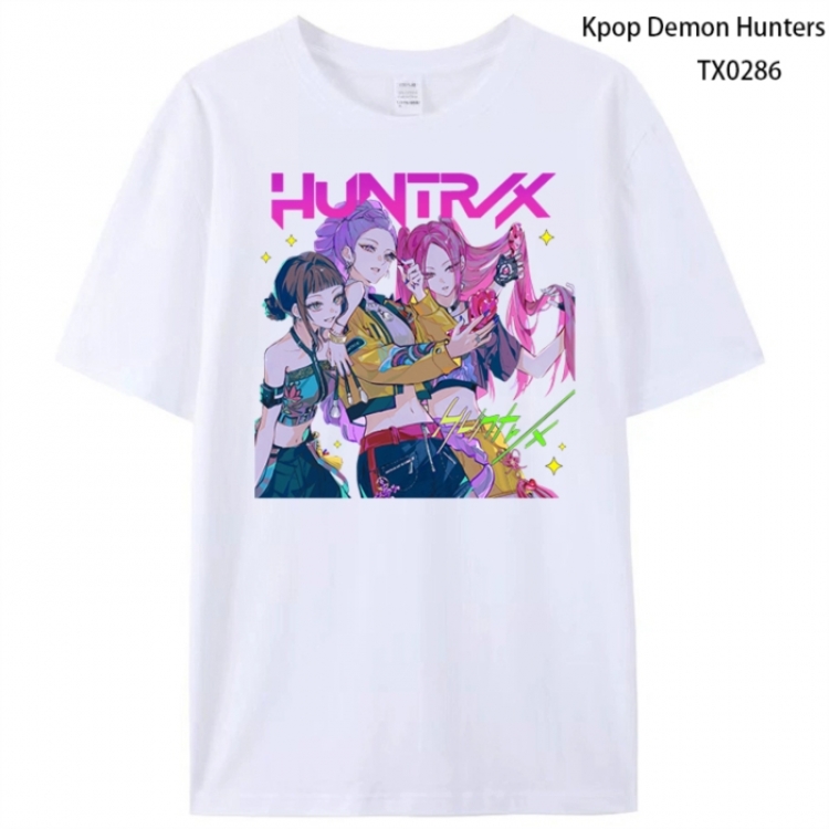 K-Pop Demon Hunters Anime peripheral printed pure cotton T-shirt from S to 4XL
