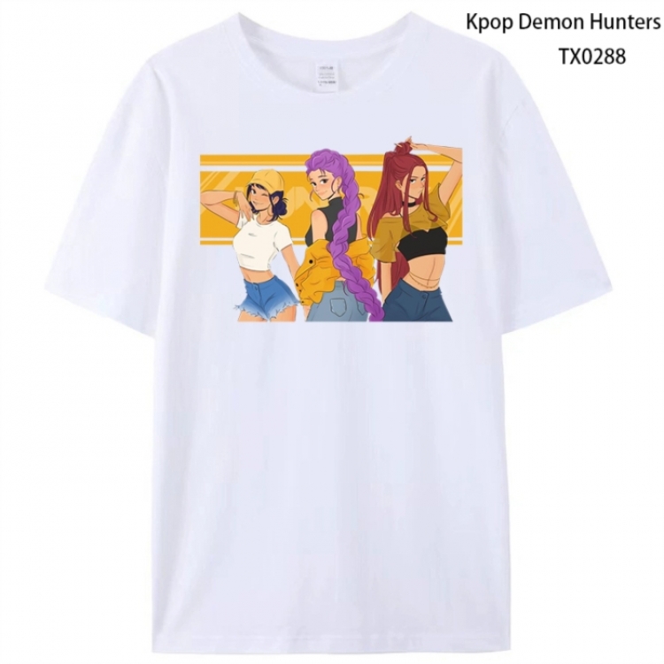 K-Pop Demon Hunters Anime peripheral printed pure cotton T-shirt from S to 4XL