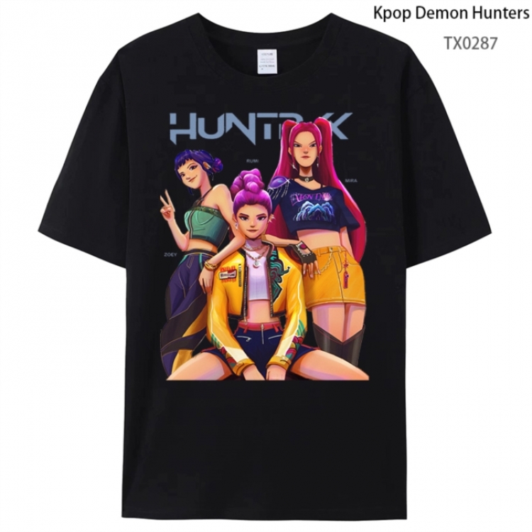 K-Pop Demon Hunters Anime peripheral printed pure cotton T-shirt from S to 4XL