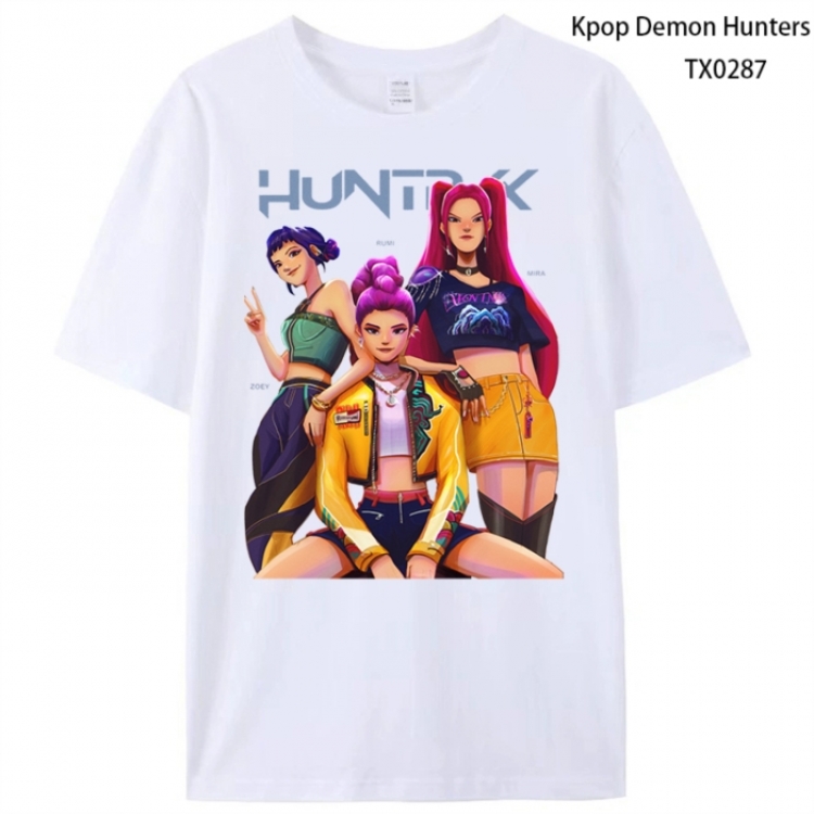 K-Pop Demon Hunters Anime peripheral printed pure cotton T-shirt from S to 4XL