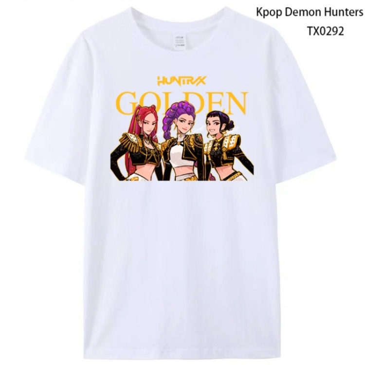 K-Pop Demon Hunters Anime peripheral printed pure cotton T-shirt from S to 4XL