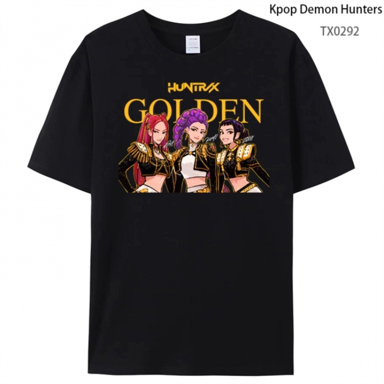 K-Pop Demon Hunters Anime peripheral printed pure cotton T-shirt from S to 4XL
