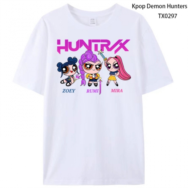 K-Pop Demon Hunters Anime peripheral printed pure cotton T-shirt from S to 4XL