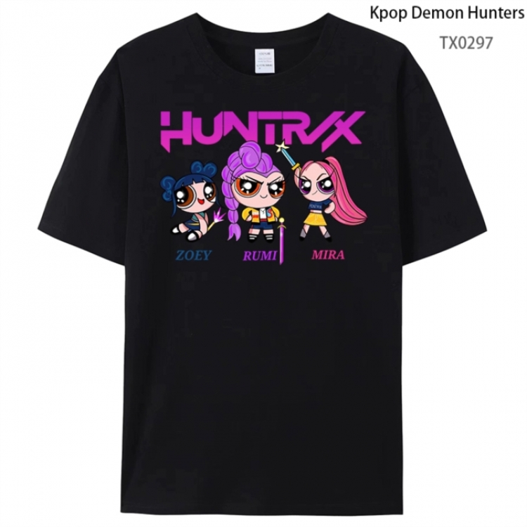 K-Pop Demon Hunters Anime peripheral printed pure cotton T-shirt from S to 4XL