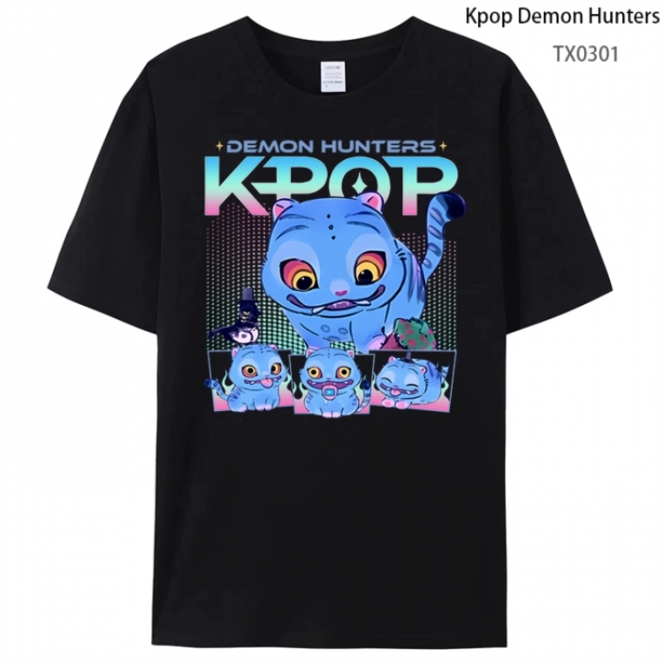 K-Pop Demon Hunters Anime peripheral printed pure cotton T-shirt from S to 4XL