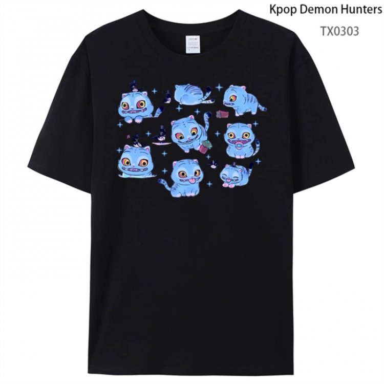 K-Pop Demon Hunters Anime peripheral printed pure cotton T-shirt from S to 4XL