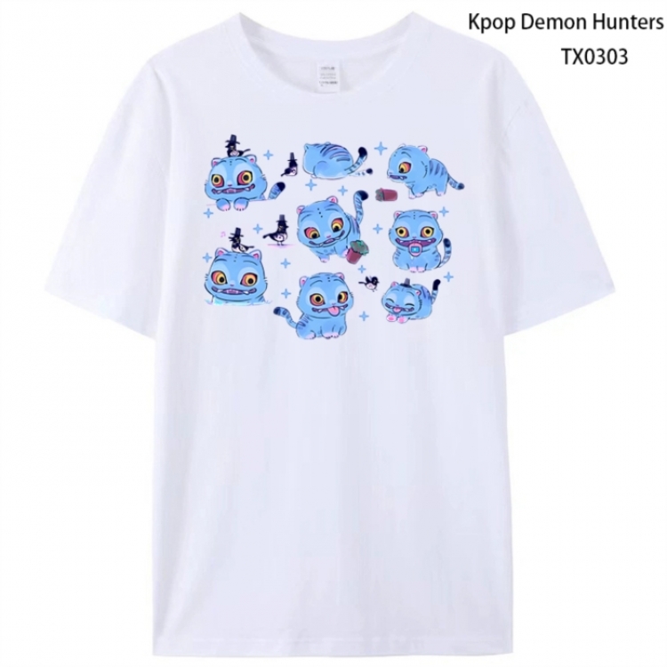 K-Pop Demon Hunters Anime peripheral printed pure cotton T-shirt from S to 4XL