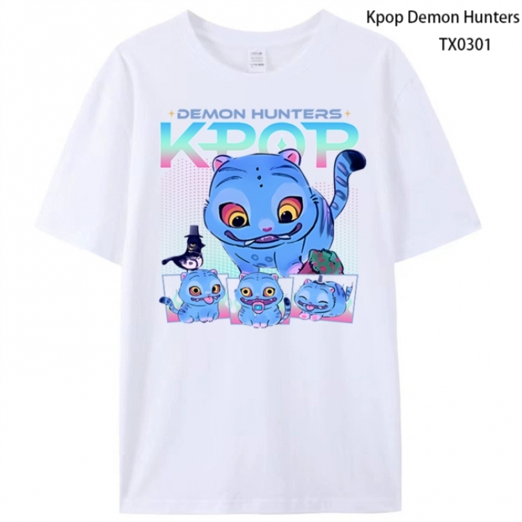 K-Pop Demon Hunters Anime peripheral printed pure cotton T-shirt from S to 4XL
