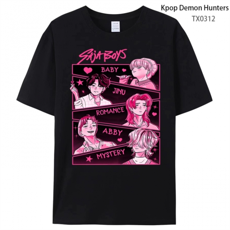 K-Pop Demon Hunters Anime peripheral printed pure cotton T-shirt from S to 4XL