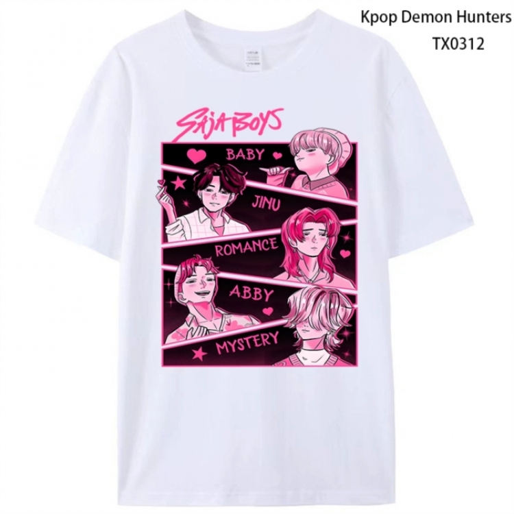 K-Pop Demon Hunters Anime peripheral printed pure cotton T-shirt from S to 4XL