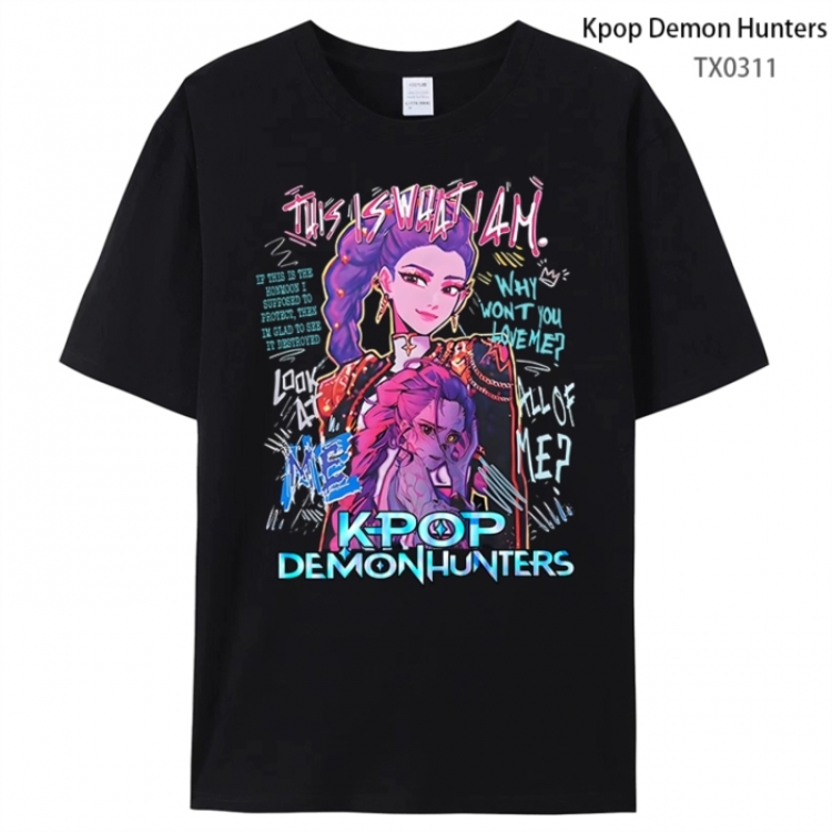 K-Pop Demon Hunters Anime peripheral printed pure cotton T-shirt from S to 4XL