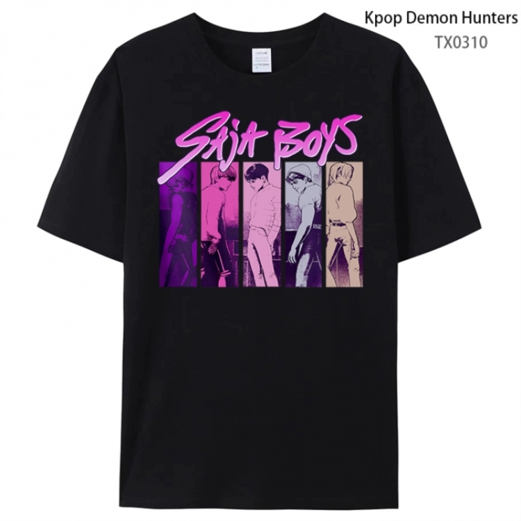 K-Pop Demon Hunters Anime peripheral printed pure cotton T-shirt from S to 4XL