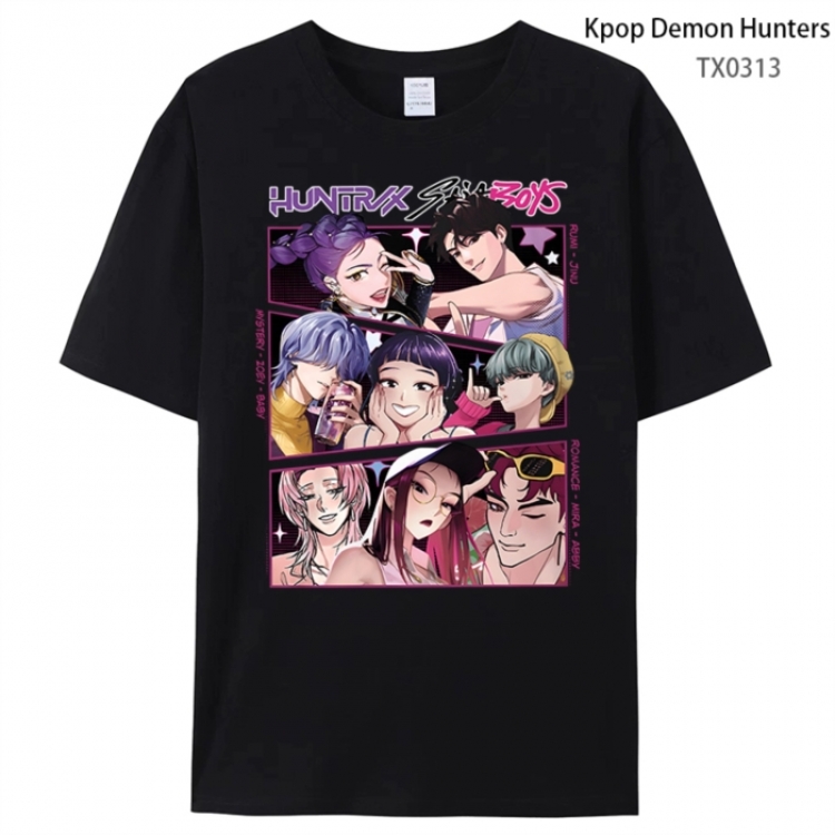 K-Pop Demon Hunters Anime peripheral printed pure cotton T-shirt from S to 4XL