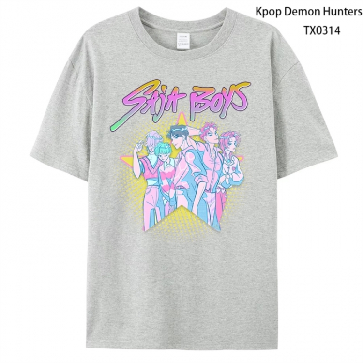 K-Pop Demon Hunters Anime peripheral printed pure cotton T-shirt from S to 4XL