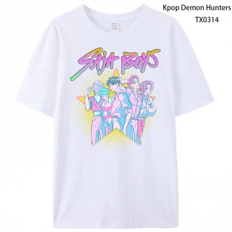K-Pop Demon Hunters Anime peripheral printed pure cotton T-shirt from S to 4XL