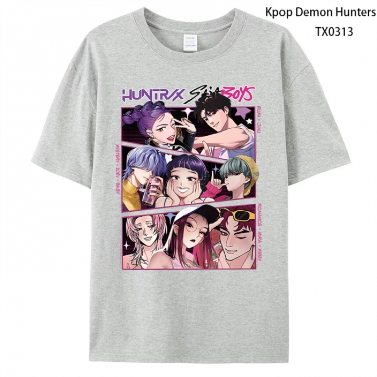 K-Pop Demon Hunters Anime peripheral printed pure cotton T-shirt from S to 4XL