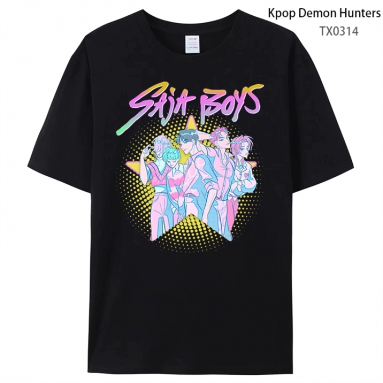 K-Pop Demon Hunters Anime peripheral printed pure cotton T-shirt from S to 4XL
